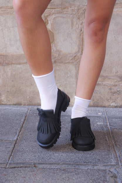 Black Fringe Loafers